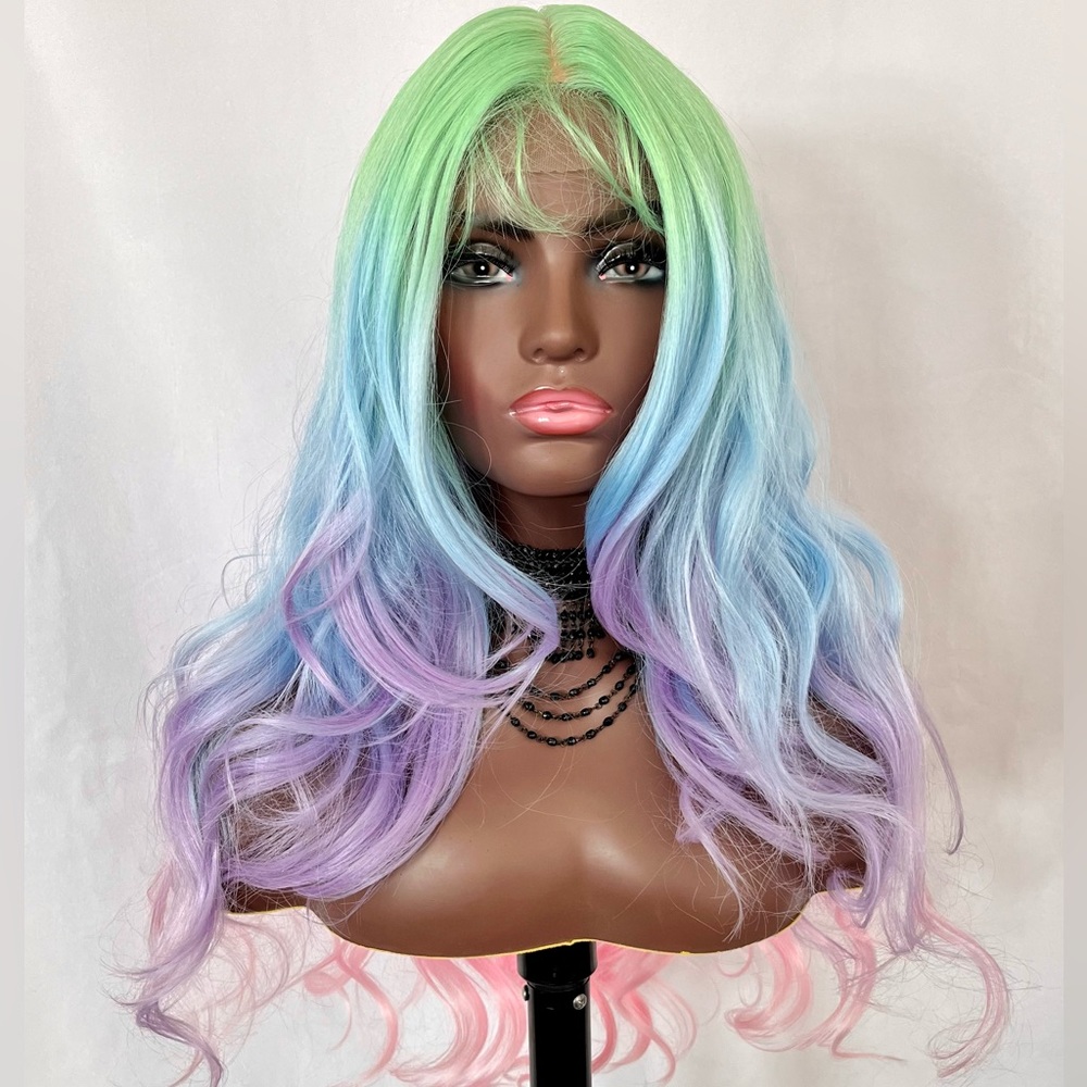 Unicorn Color 28” Premium Fiber Lace Front Wig for Easter/Events